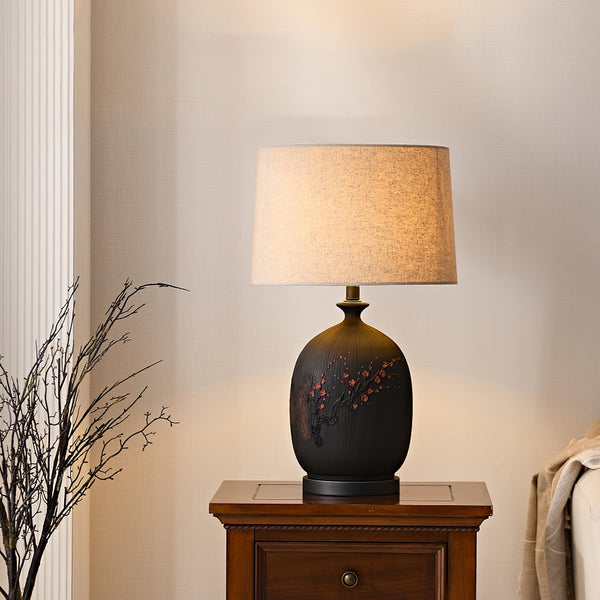 Study Red Plum Ceramic Art Table Lamp