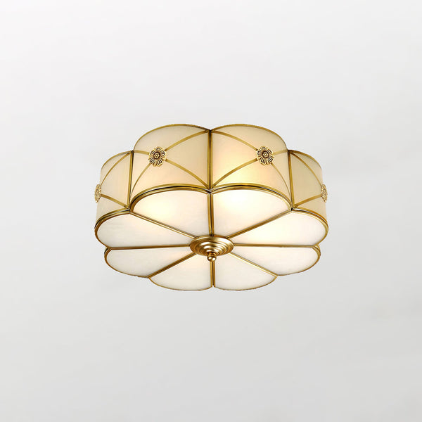 Copper bedroom semi-hanging ceiling lamp