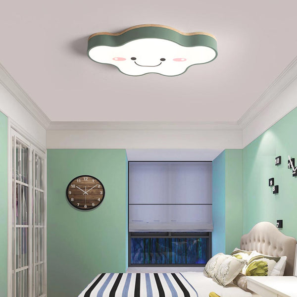 Deckeneinbauleuchte Macaron Smile Cloud für Kinderzimmer, Holz Eisen