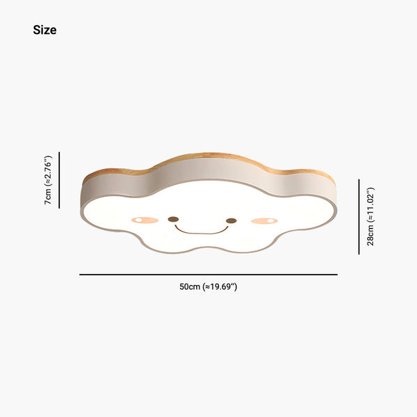Deckeneinbauleuchte Macaron Smile Cloud für Kinderzimmer, Holz Eisen