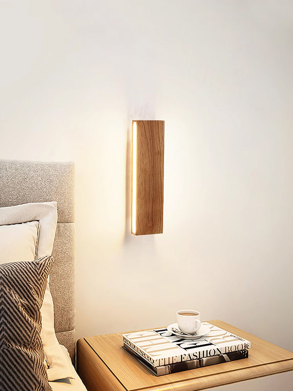Rechteckige Wandleuchte, Holz