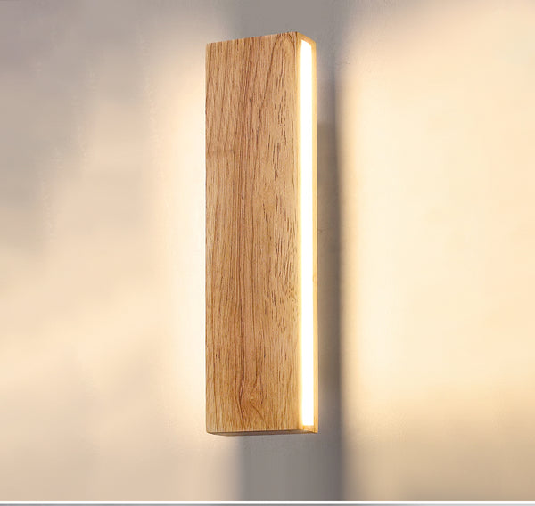 Rechteckige Wandleuchte, Holz