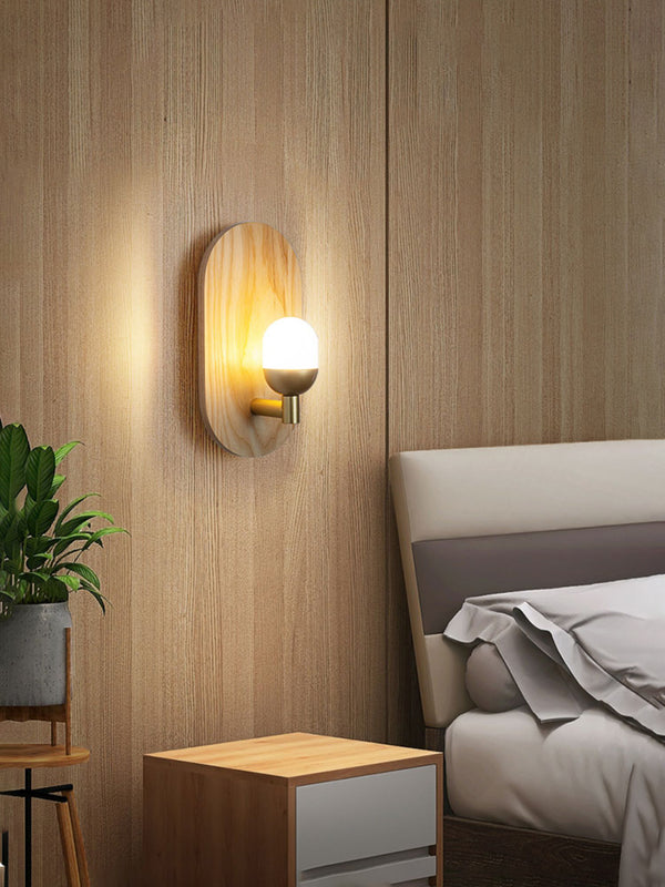 Retro Log Wall Lamp Bedroom Bedside Lamp
