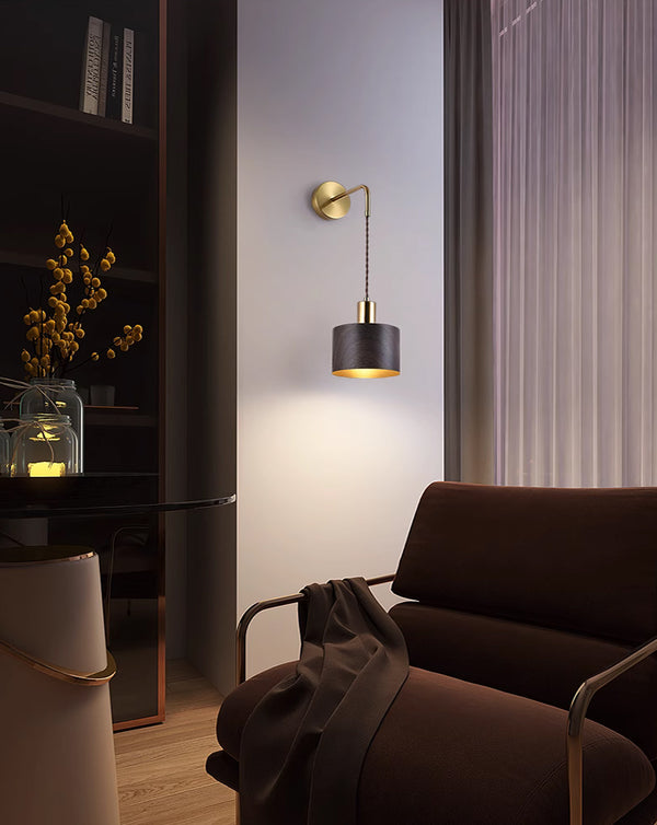 Applique murale rétro en grain de bois