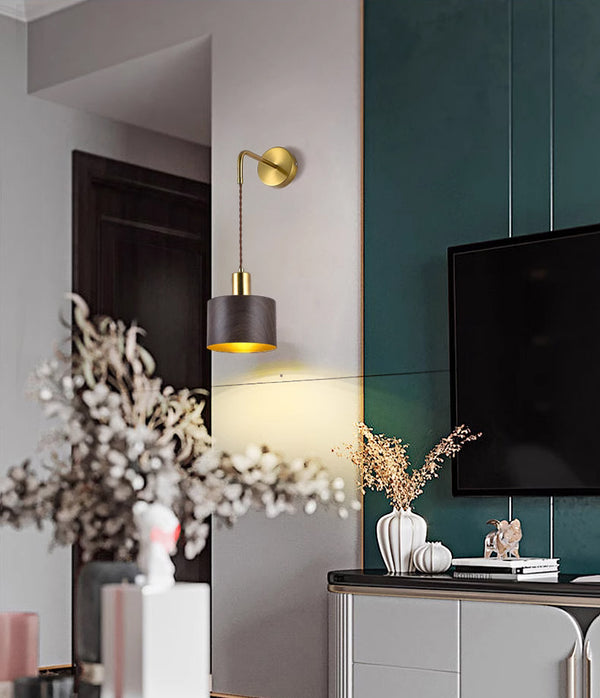 Applique murale rétro en grain de bois