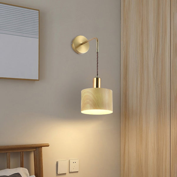 Applique murale rétro en grain de bois