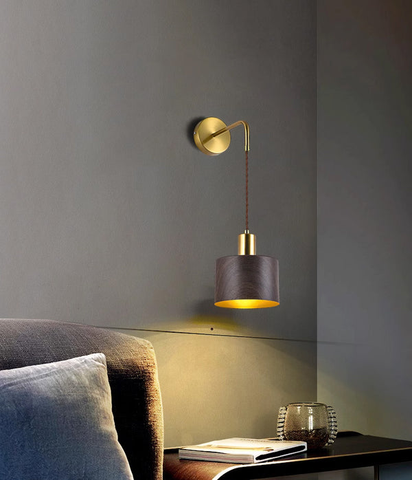 Applique murale rétro en grain de bois