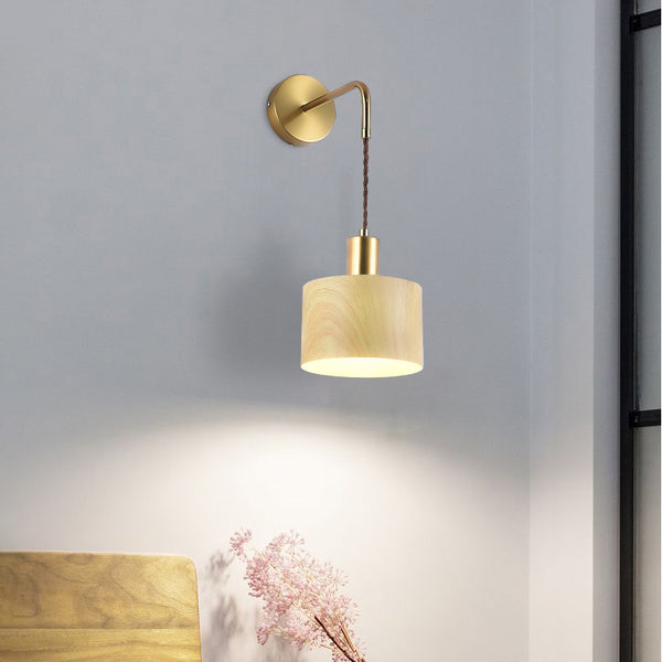 Applique murale rétro en grain de bois