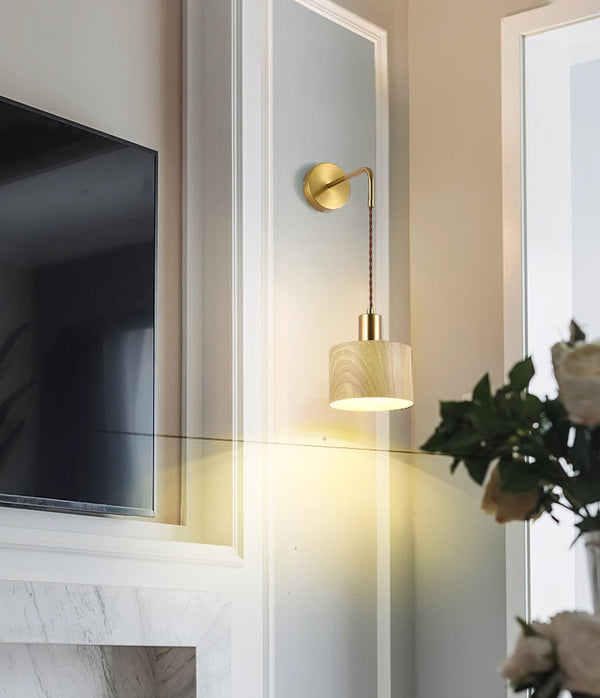 Applique murale rétro en grain de bois