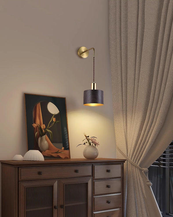 Applique murale rétro en grain de bois