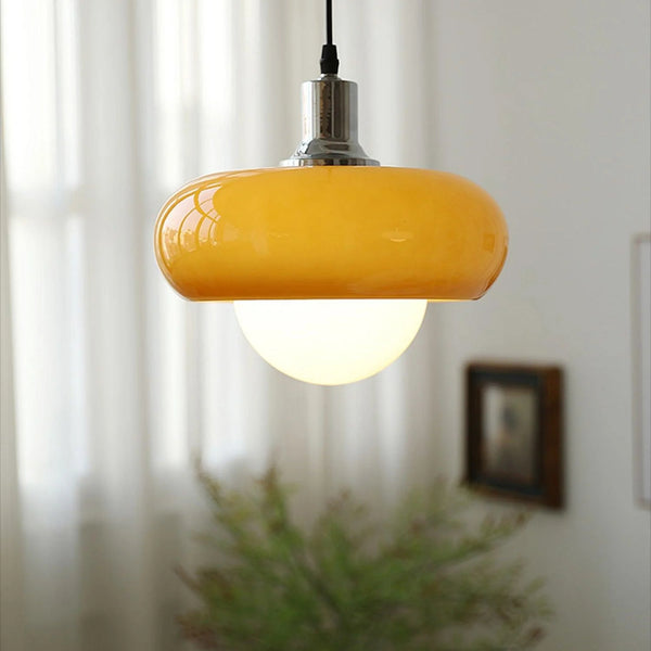 Retro glass bedside pendant light