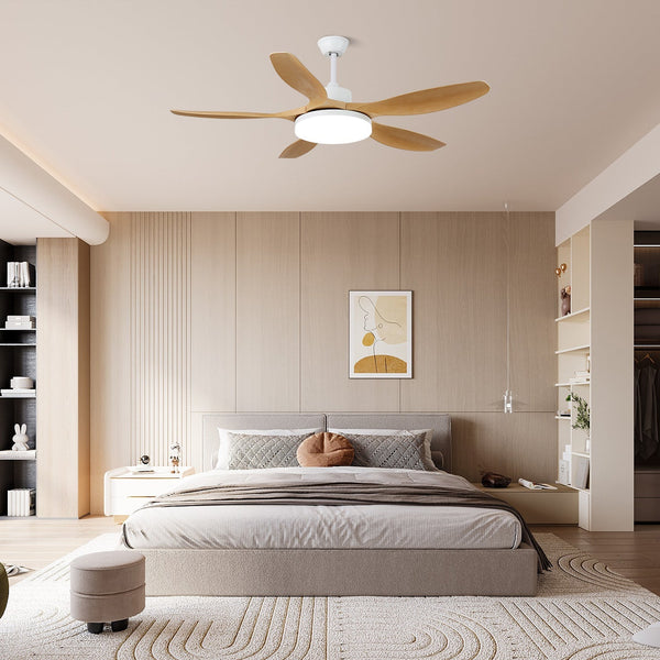 Retro bedroom silent solid wood fan chandelier