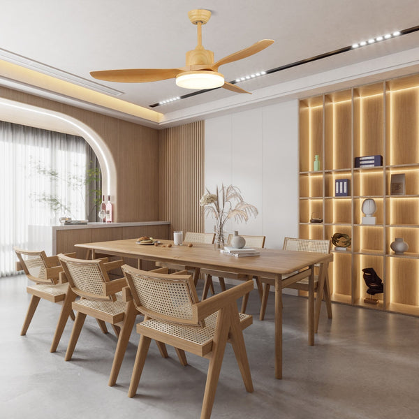 Retro bedroom silent solid wood fan chandelier