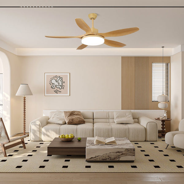 Retro bedroom silent solid wood fan chandelier