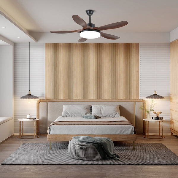 Retro bedroom silent solid wood fan chandelier