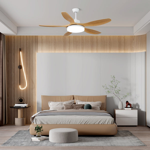 Retro bedroom silent solid wood fan chandelier
