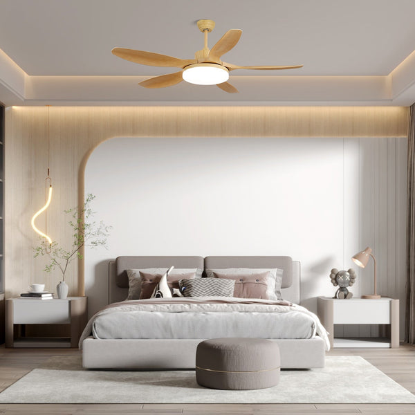 Retro bedroom silent solid wood fan chandelier