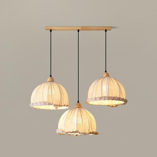 Nordic natural wood - fabric pendant light