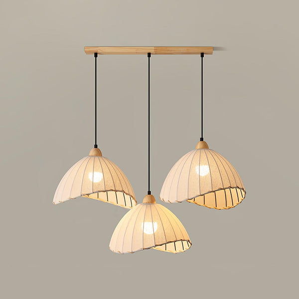 Nordic natural wood - fabric pendant light