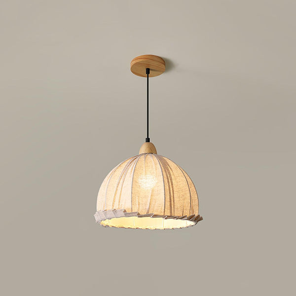 Nordic natural wood - fabric pendant light