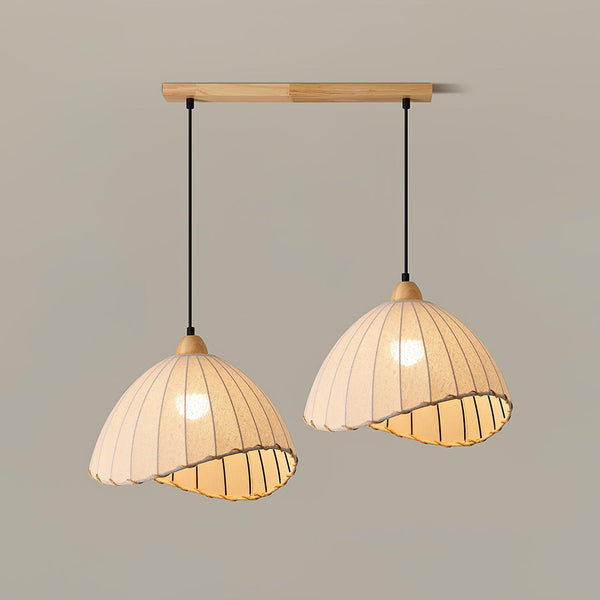 Nordic natural wood - fabric pendant light