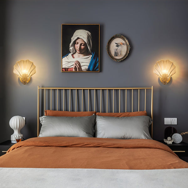 Messing Glas KristallShell Wandleuchte