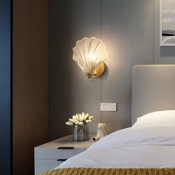 Messing Glas KristallShell Wandleuchte