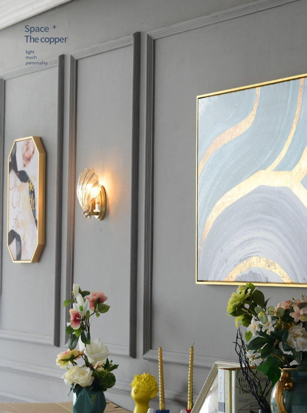 Messing Glas KristallShell Wandleuchte