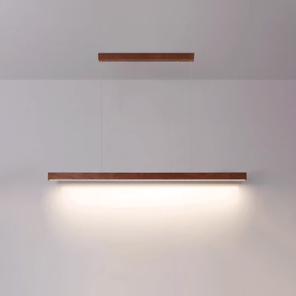 Lampe suspendue à longue bande en bois massif, lampe de salle à manger