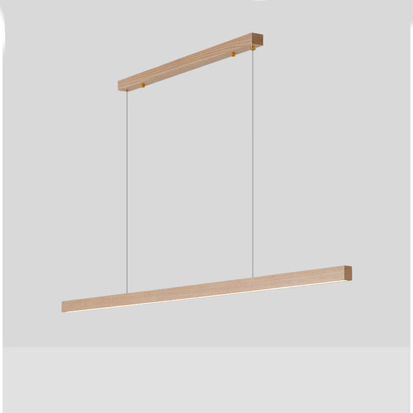 Lampe suspendue à longue bande en bois massif, lampe de salle à manger
