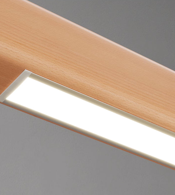 Lampe suspendue à longue bande en bois massif, lampe de salle à manger