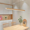 Lampe suspendue à longue bande en bois massif, lampe de salle à manger