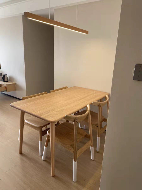 Lampe suspendue à longue bande en bois massif, lampe de salle à manger