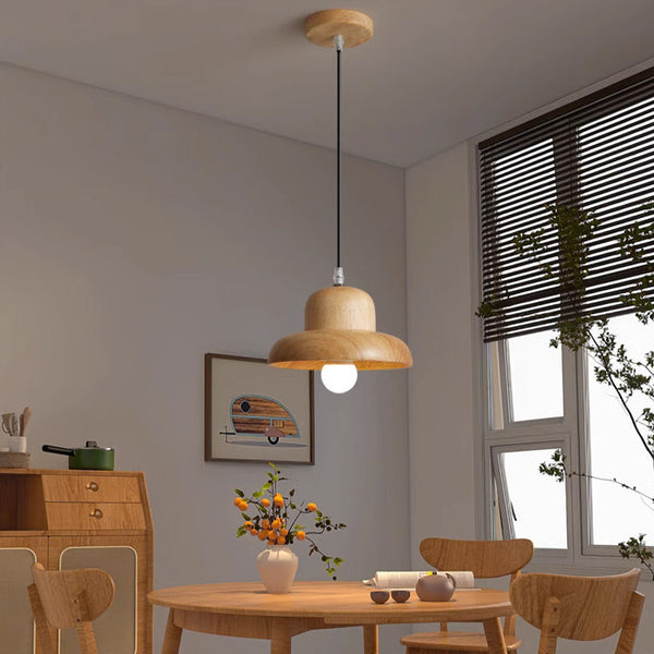 Lampe à suspension en bois massif, petite lampe de salle à manger
