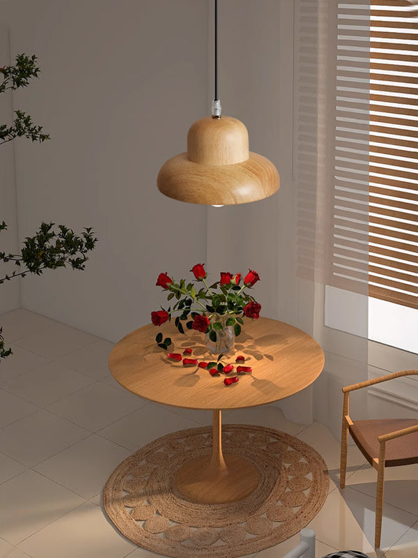 Lampe à suspension en bois massif, petite lampe de salle à manger