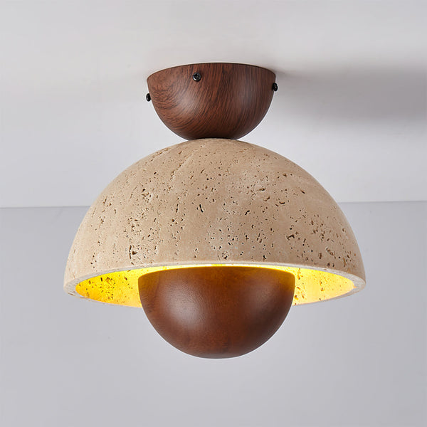 Wabi-sabi style yellow travertine corridor ceiling lamp