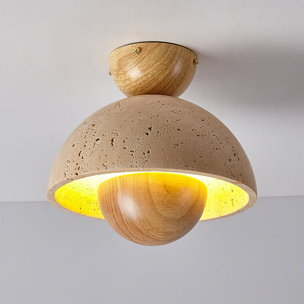 Wabi-sabi style yellow travertine corridor ceiling lamp