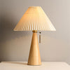 Japanese log style bedroom, pleated lampshade wooden table lamp