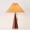 Japanese log style bedroom, pleated lampshade wooden table lamp