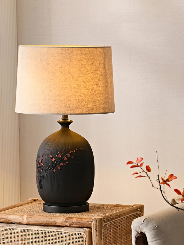 Study Red Plum Ceramic Art Table Lamp