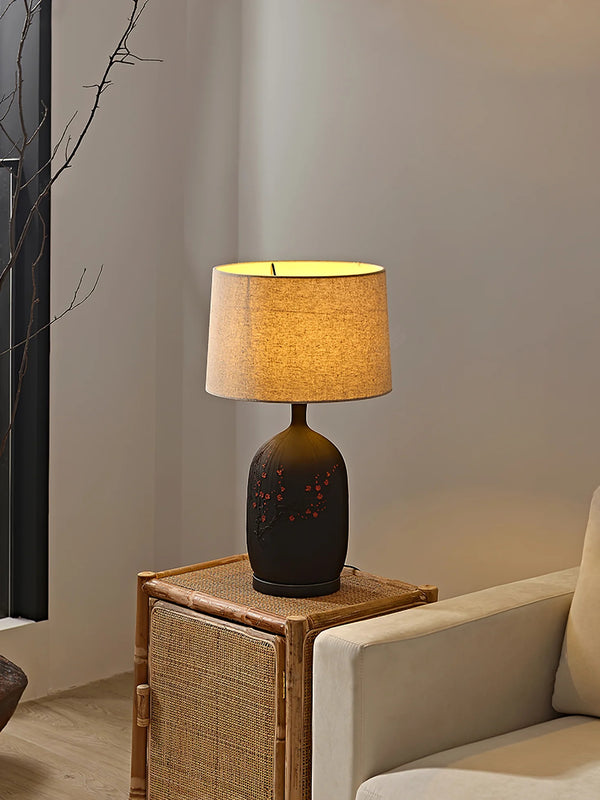 Study Red Plum Ceramic Art Table Lamp