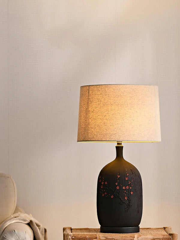 Study Red Plum Ceramic Art Table Lamp