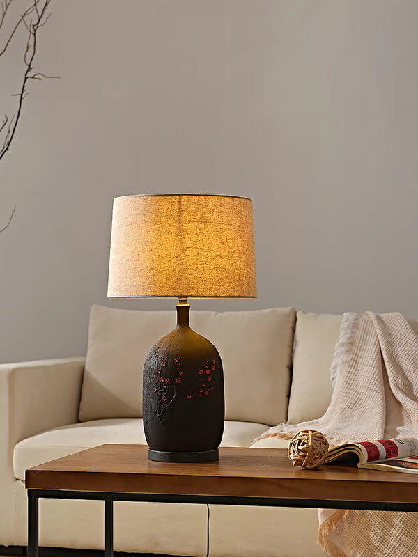 Study Red Plum Ceramic Art Table Lamp