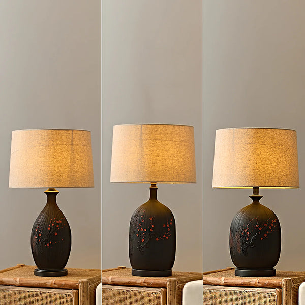Study Red Plum Ceramic Art Table Lamp