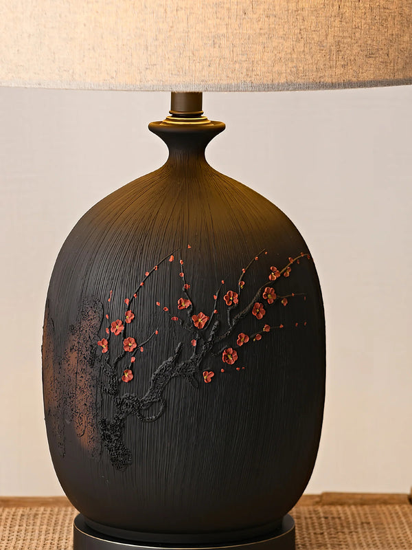 Study Red Plum Ceramic Art Table Lamp