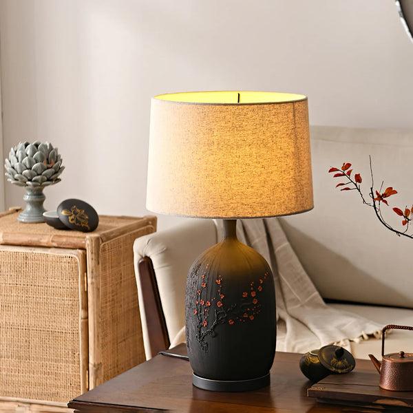 Study Red Plum Ceramic Art Table Lamp