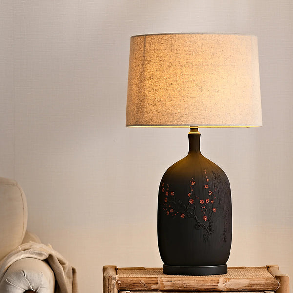 Study Red Plum Ceramic Art Table Lamp