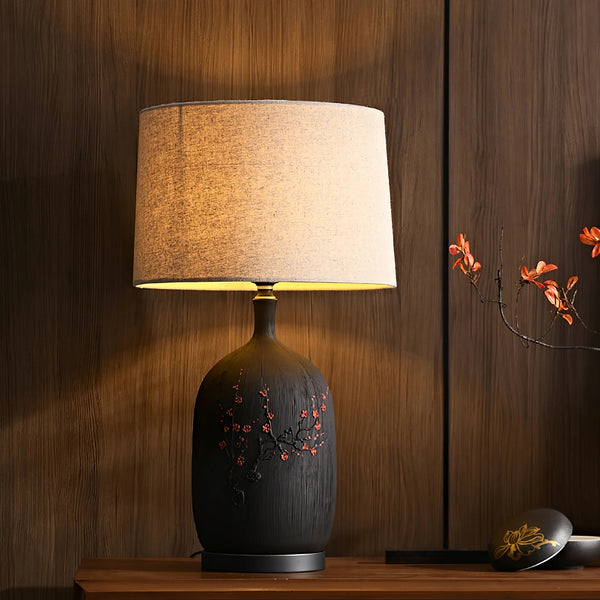 Study Red Plum Ceramic Art Table Lamp