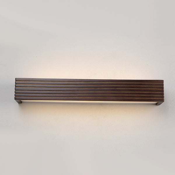 Miroir mural avec éclairage frontal, éclairage de salle de bain rectangulaire en bois