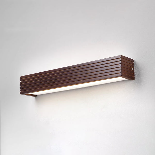 Miroir mural avec éclairage frontal, éclairage de salle de bain rectangulaire en bois